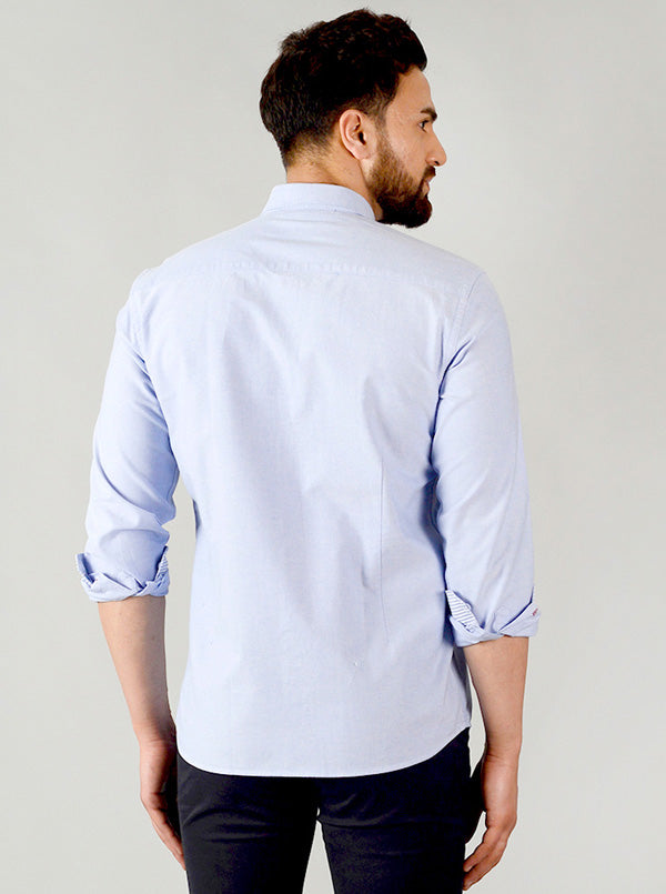 Pastel Blue Solid Slim Fit Casual Shirt | JB Sport