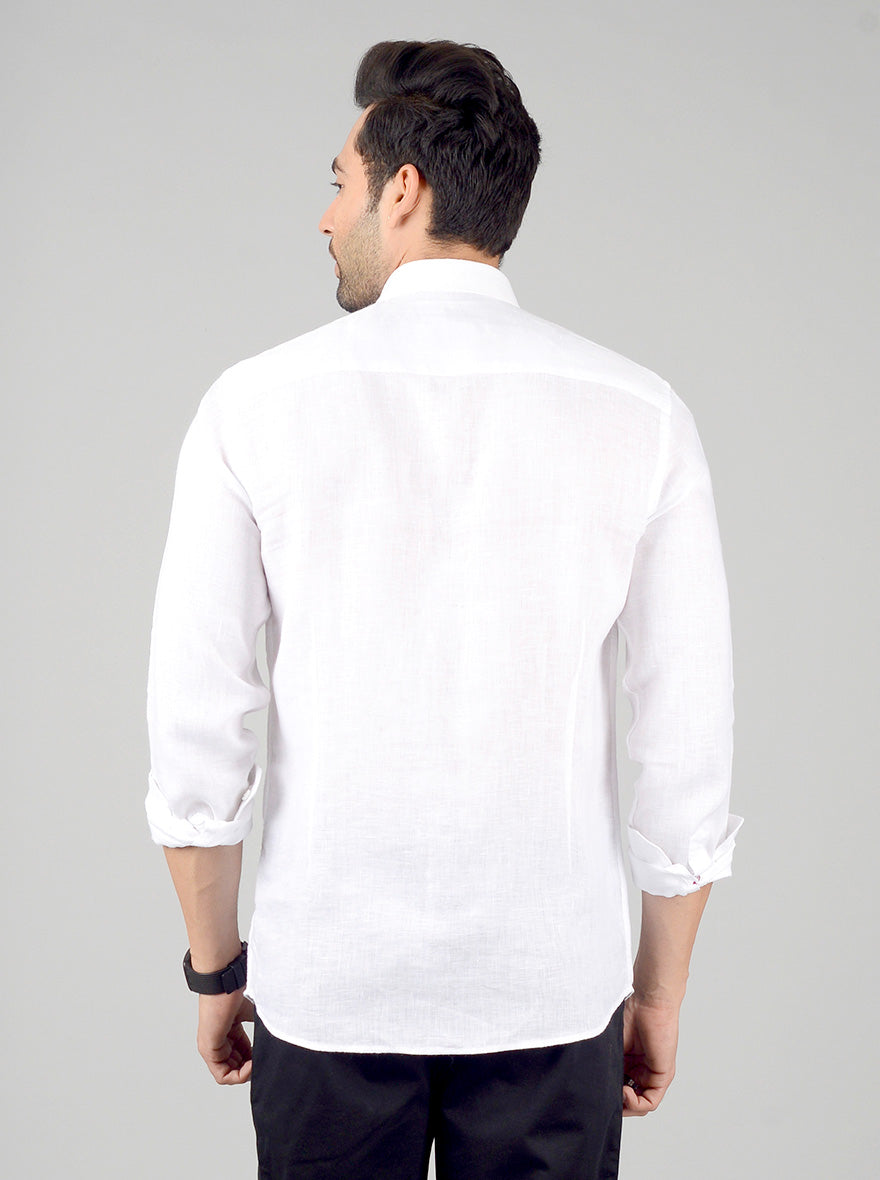 Snow White Solid Slim Fit Casual Shirt | JB Sport