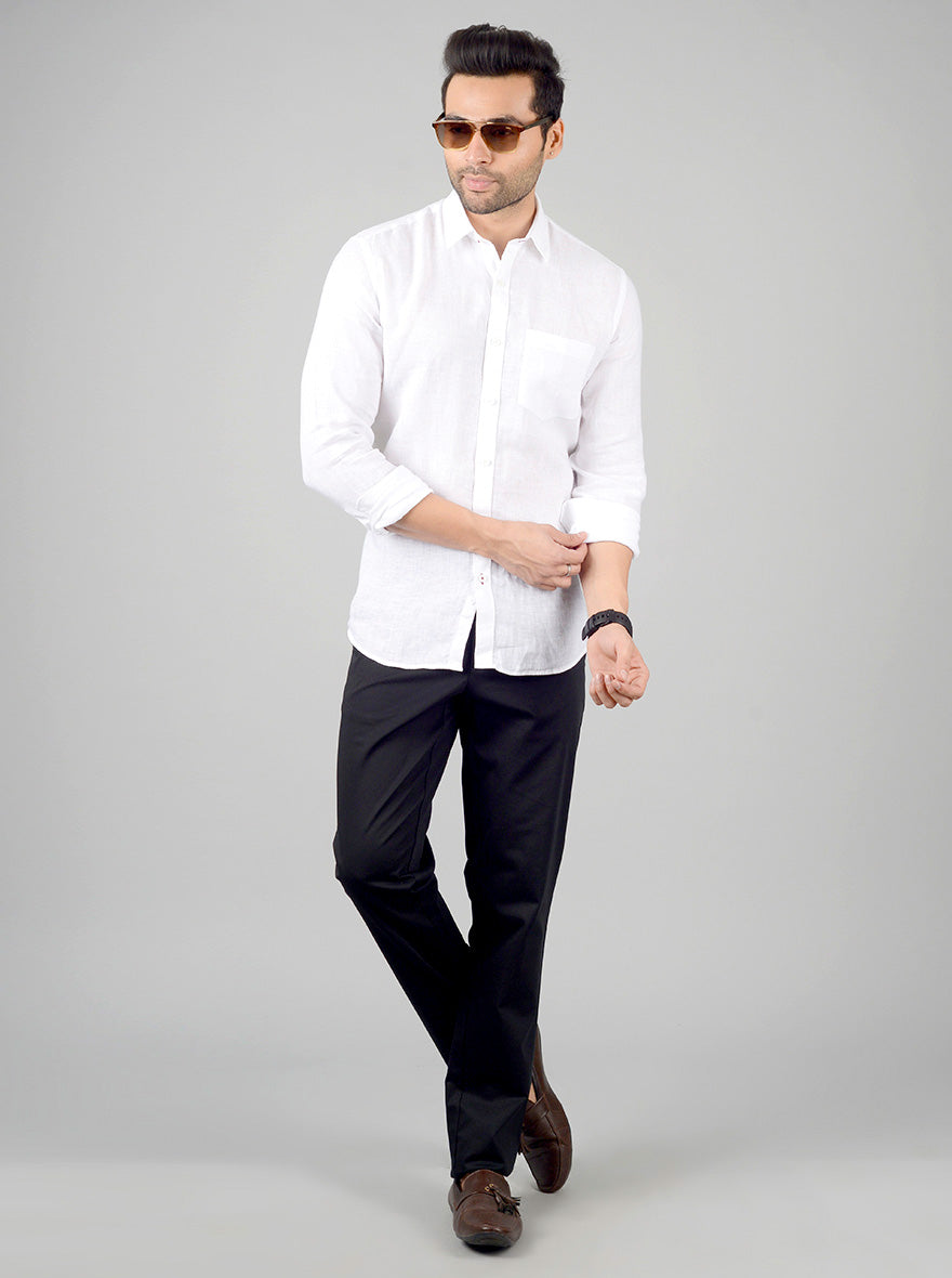 Snow White Solid Slim Fit Casual Shirt | JB Sport