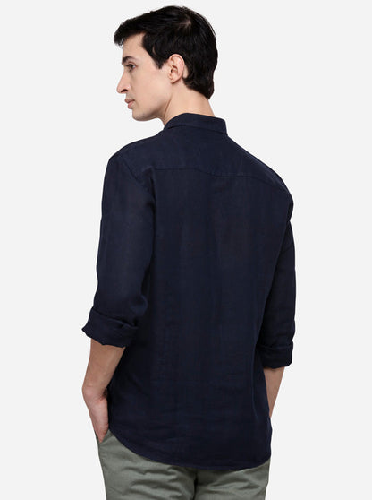 Indigo Blue Solid Slim Fit Casual Shirt | JB Sport