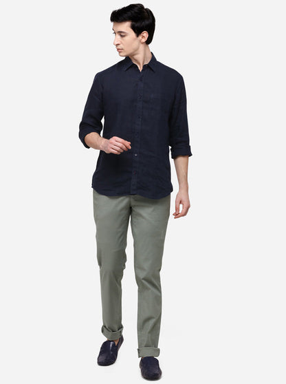 Indigo Blue Solid Slim Fit Casual Shirt | JB Sport