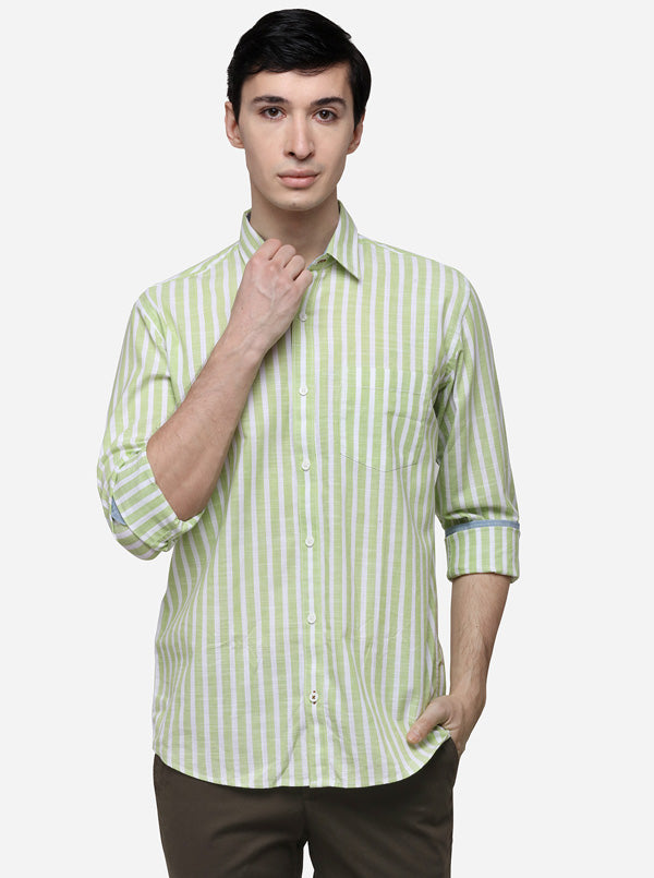 Green Tailored Fit Checked Casual Shirt | JB Sport