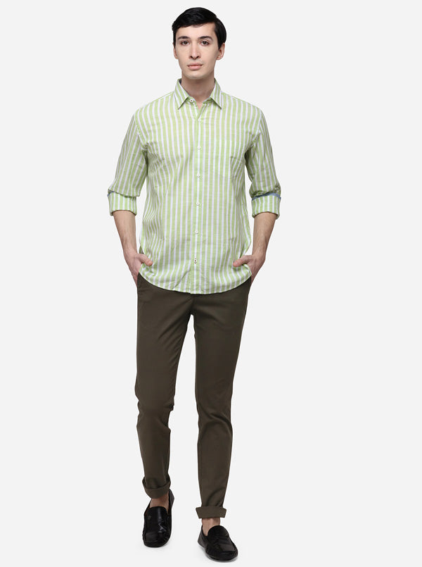 Green Tailored Fit Checked Casual Shirt | JB Sport