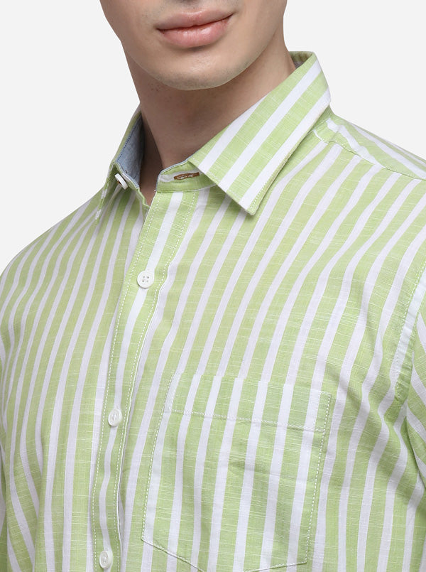 Green Tailored Fit Checked Casual Shirt | JB Sport