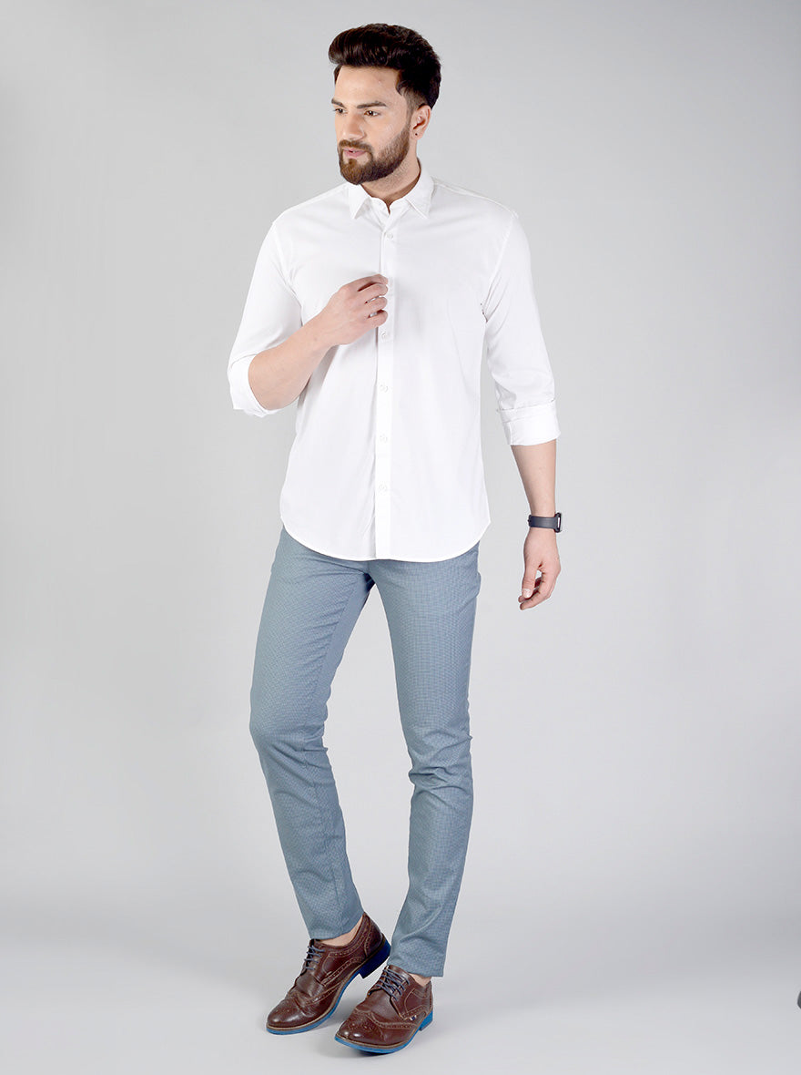 White Solid Slim Fit Casual Shirt | JB Sport