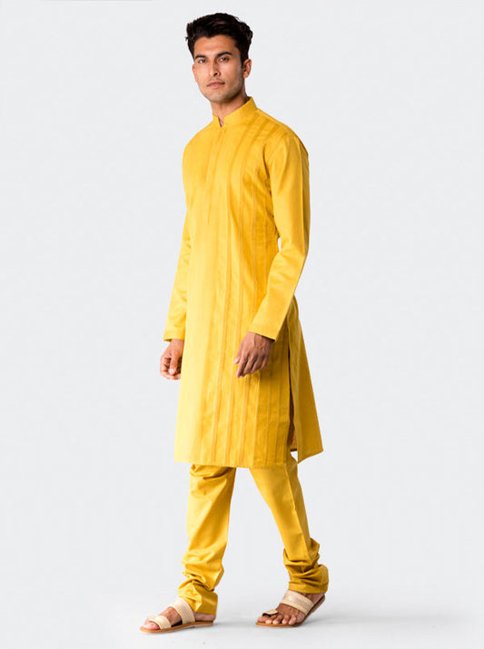 Yellow Striped Kurta Set