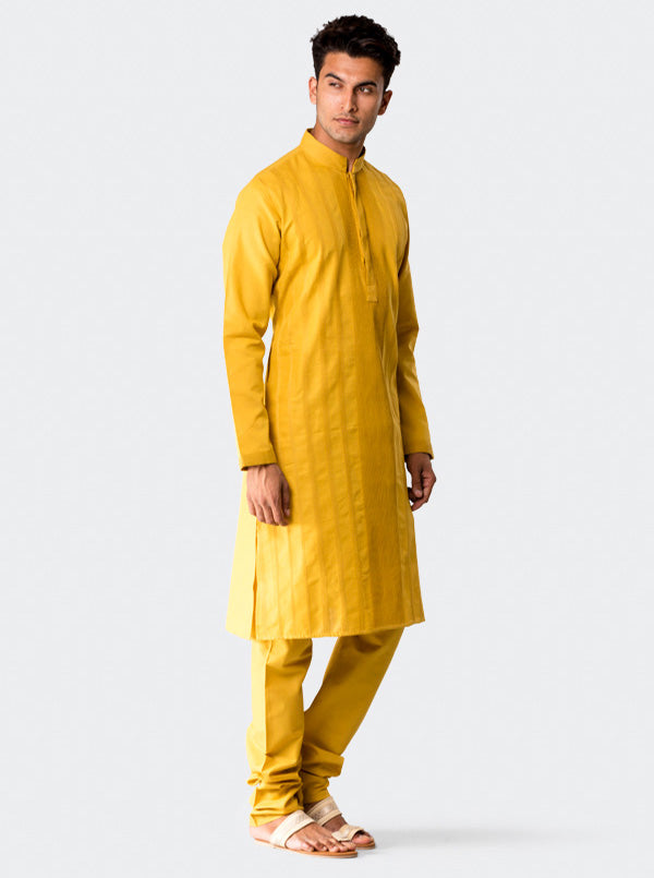 Yellow Striped Kurta Set