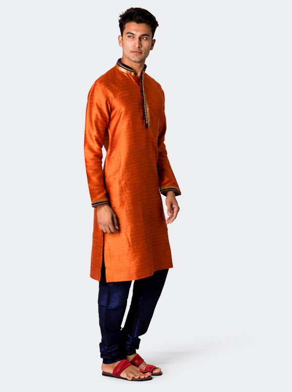 Orange Textured Kurta Set