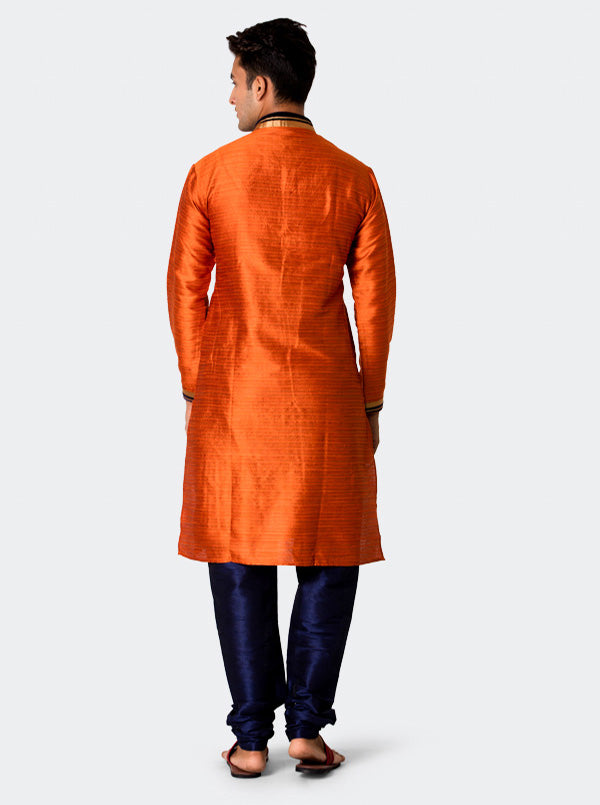 Orange Textured Kurta Set