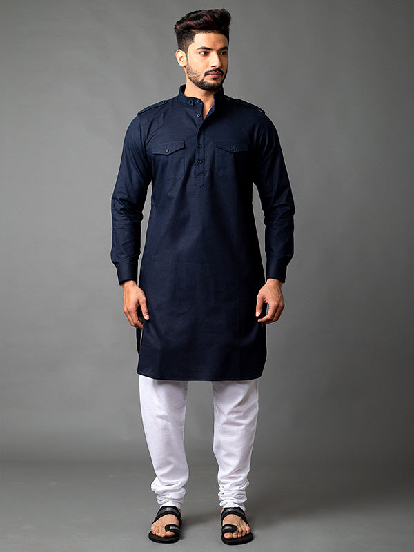 Deep Blue Pathani Kurta | Azania