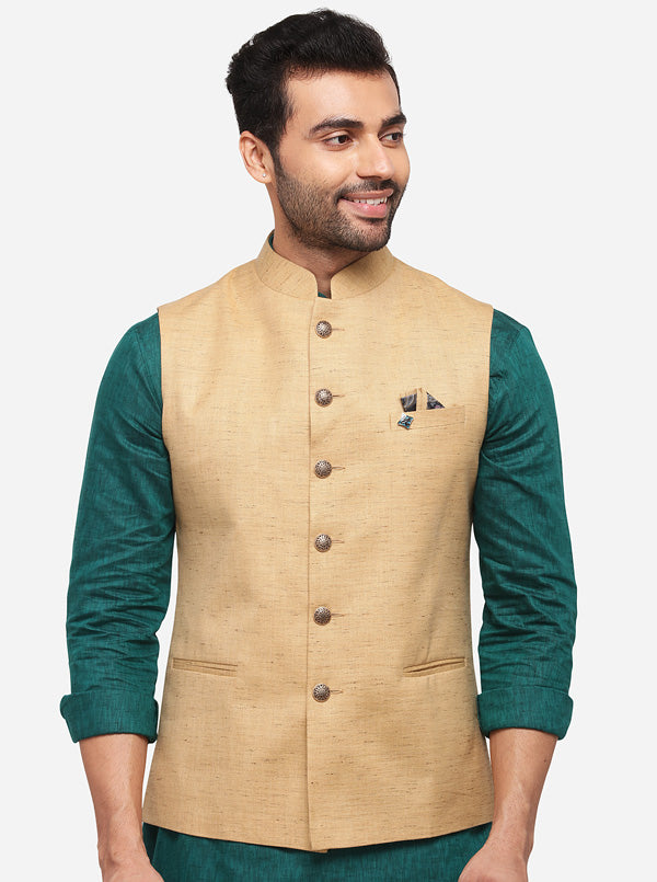 Beige Bandhgala Jacket | Greenfibre