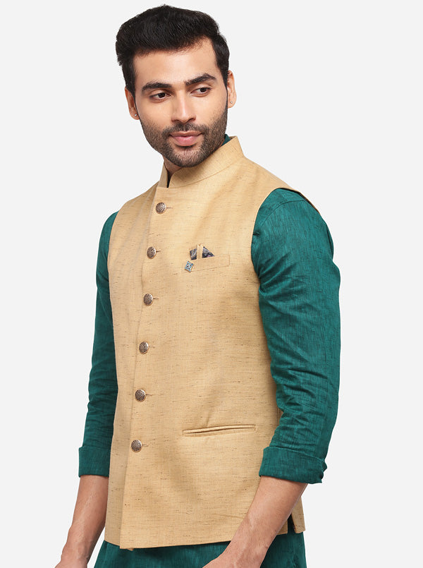 Beige Bandhgala Jacket | Greenfibre