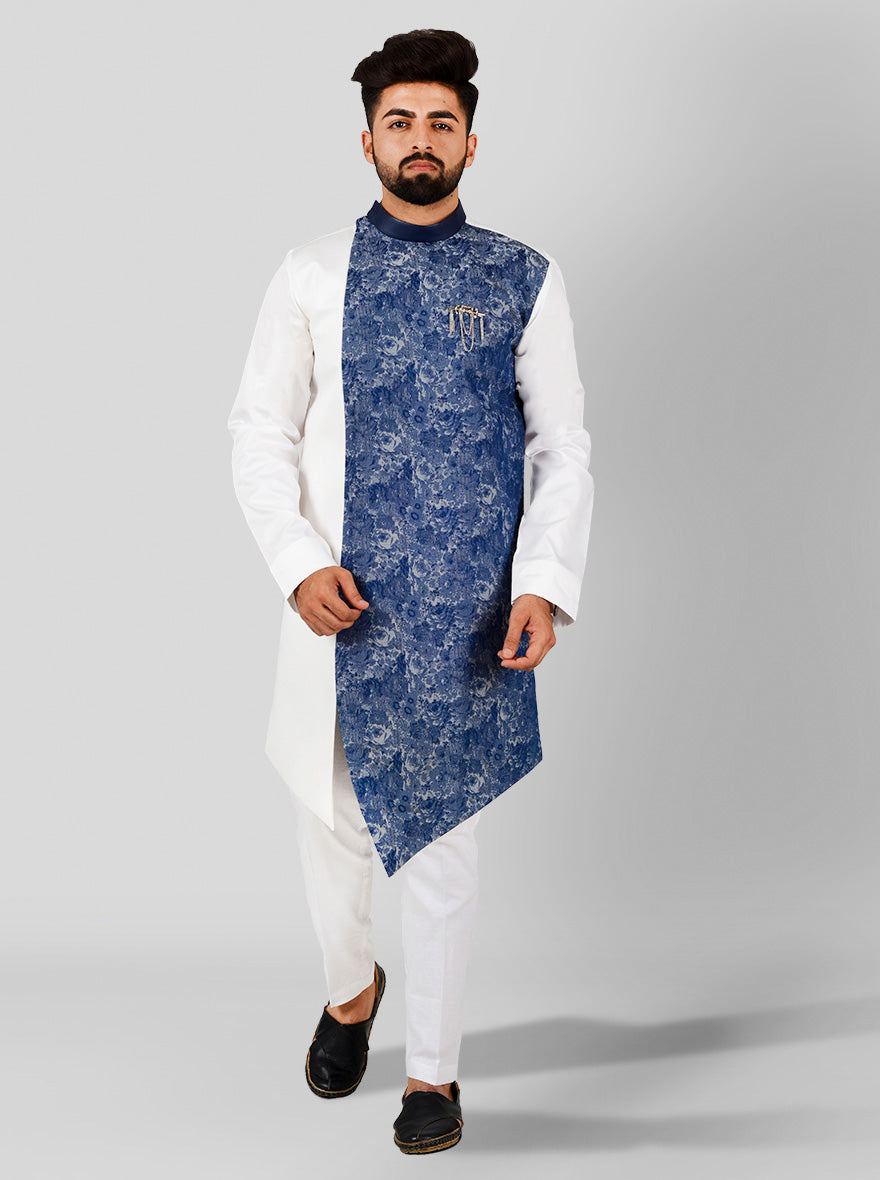 Navy Blue & White Kurta | Azania