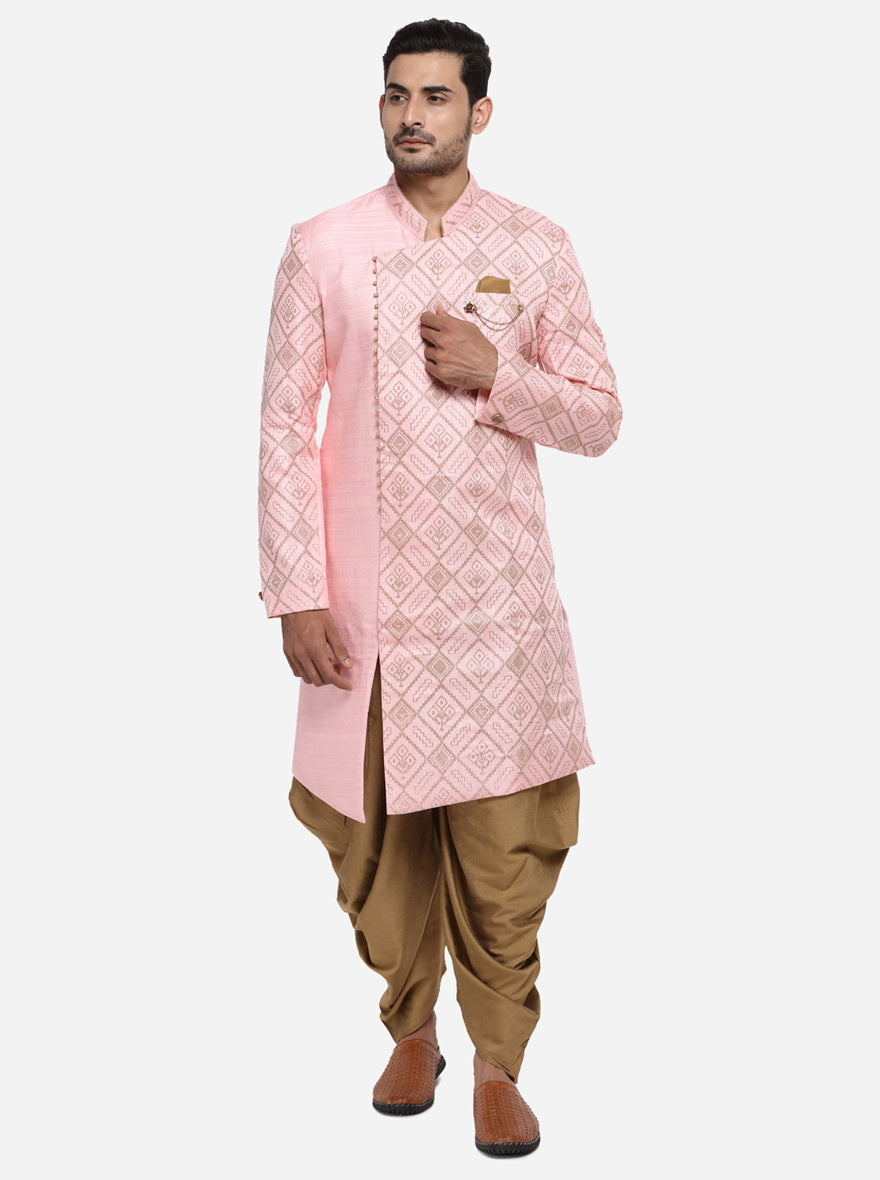 Pastel Pink & Golden Semi Indowestern | Azania