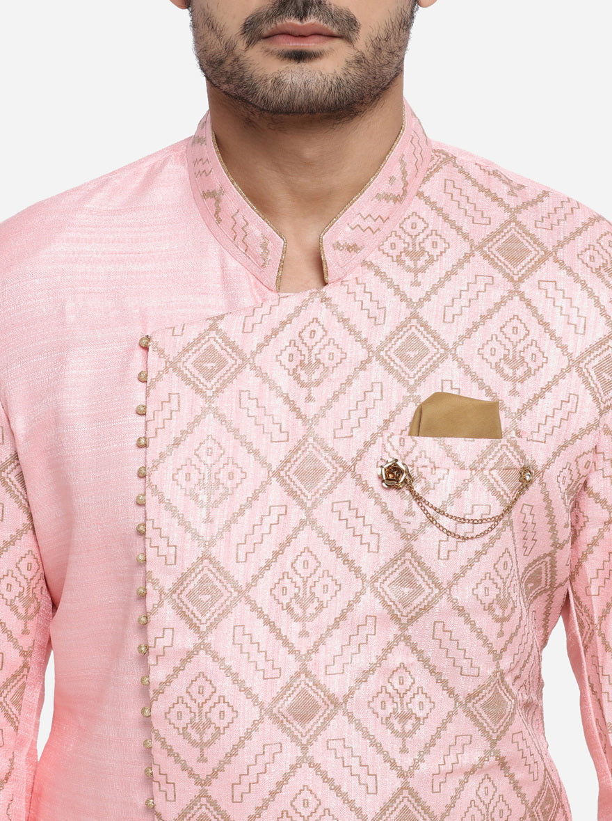 Pastel Pink & Golden Semi Indowestern | Azania