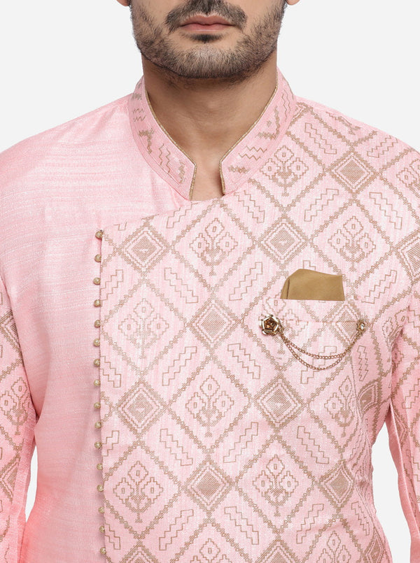 Pastel Pink & Golden Semi Indowestern | Azania
