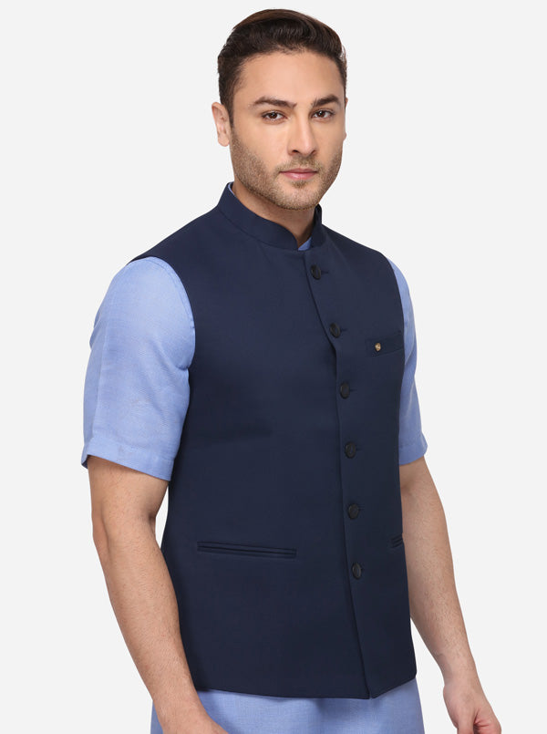 Navy Blue Bandhgala Jacket | Greenfibre