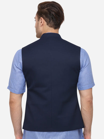 Navy Blue Bandhgala Jacket | Greenfibre