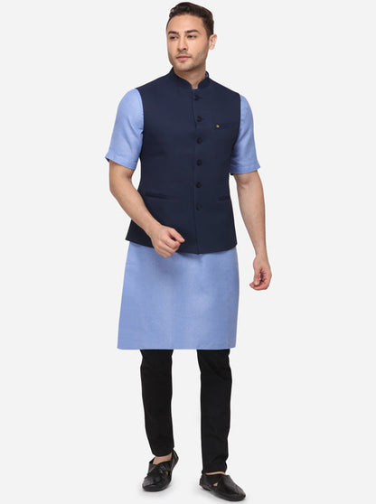 Navy Blue Bandhgala Jacket | Greenfibre