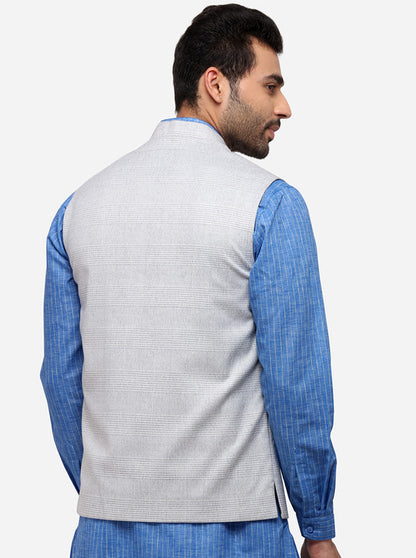 Grey Checked Bandhgala Jacket | JB Studio
