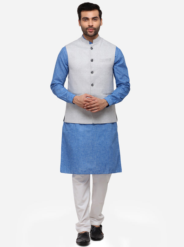 Grey Checked Bandhgala Jacket | JB Studio