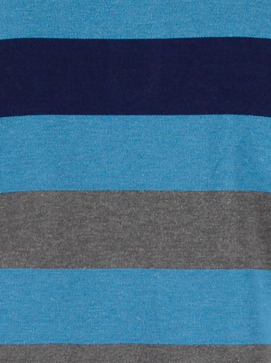 Ecru & Blue Striped Slim Fit Polo T-Shirt | Greenfibre