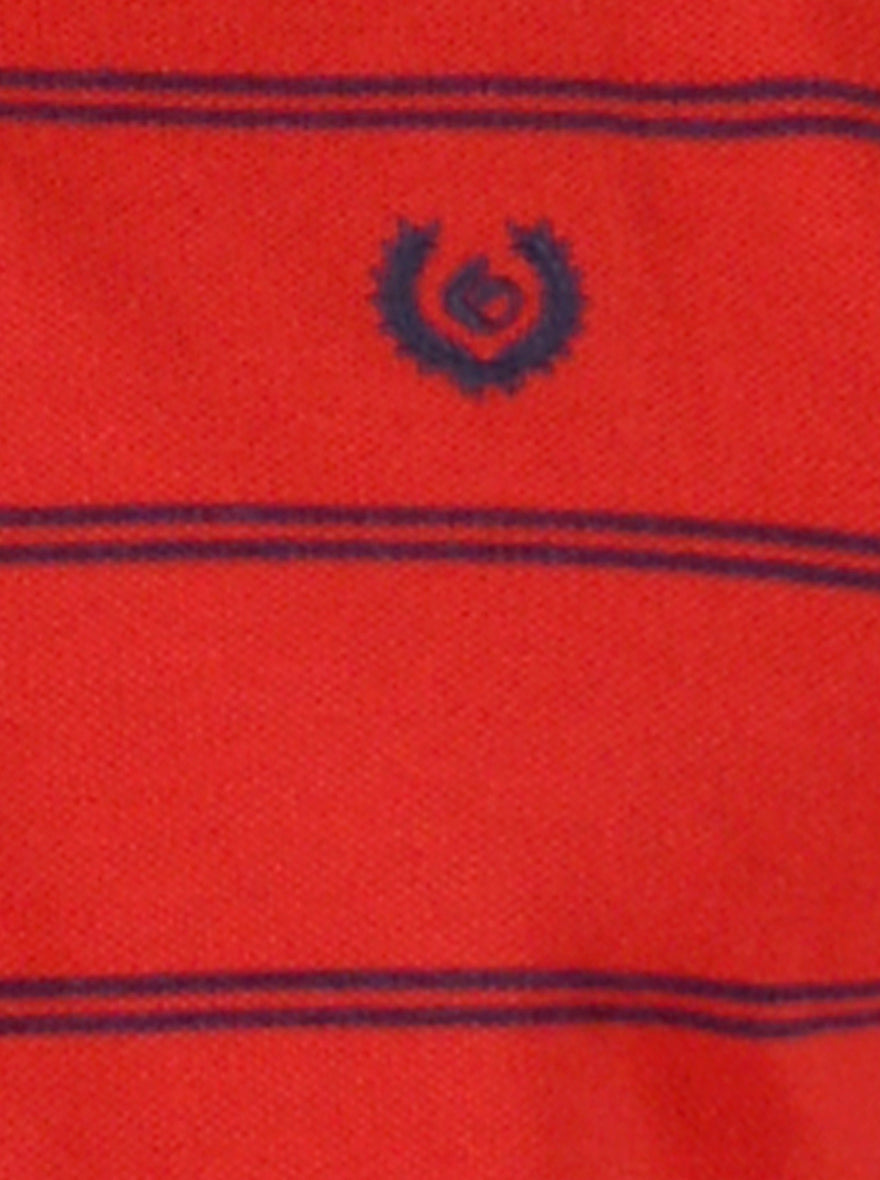 Red & Navy Blue Striped Slim Fit Polo T-Shirt | Greenfibre