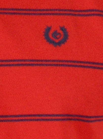 Red & Navy Blue Striped Slim Fit Polo T-Shirt | Greenfibre