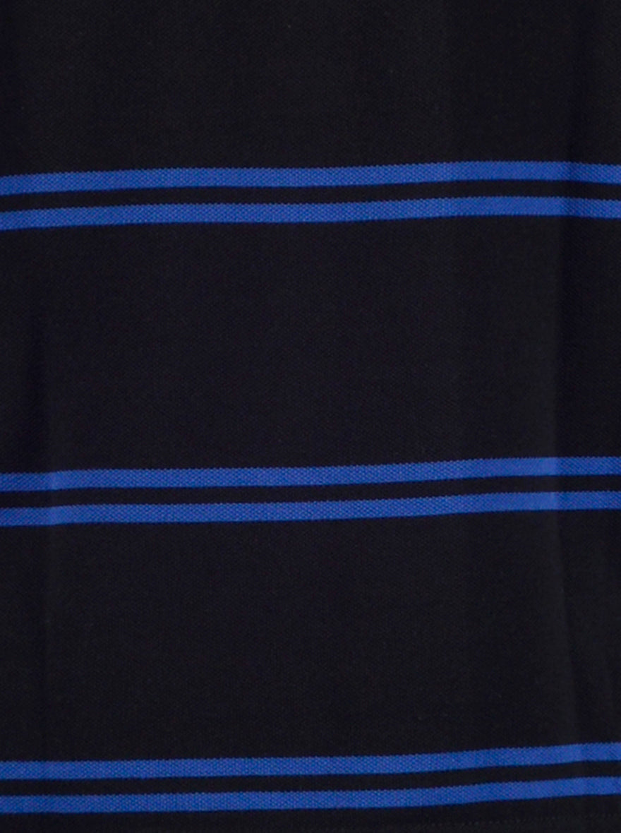 Black & Royal Blue Striped Slim Fit Polo T-Shirt | Greenfibre