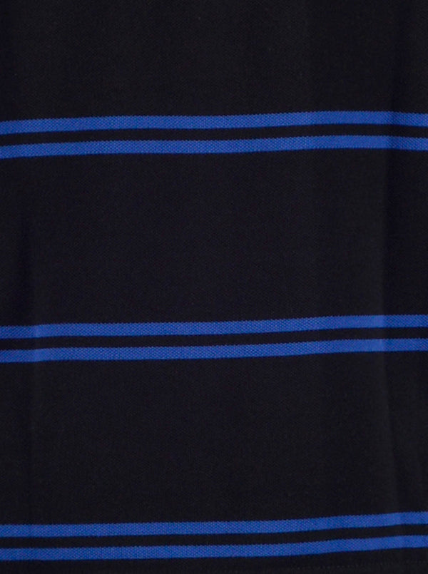 Black & Royal Blue Striped Slim Fit Polo T-Shirt | Greenfibre