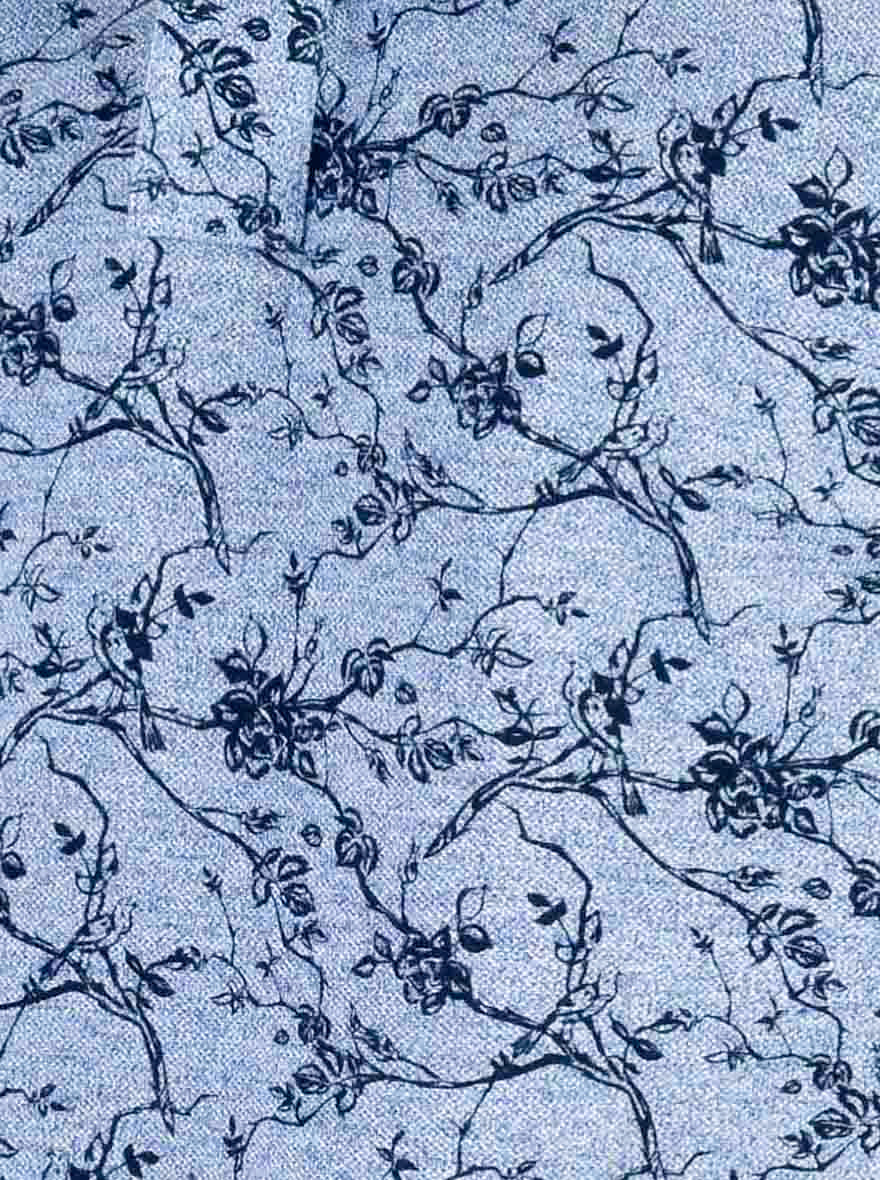 Jasper Blue Printed Slim Fit Polo T-shirt | Greenfibre