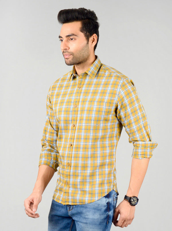 Mustard & Sky Checked Regular Fit Casual Shirt | Greenfibre