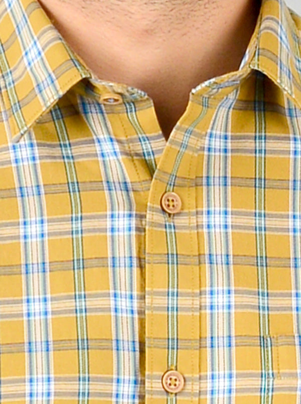 Mustard & Sky Checked Regular Fit Casual Shirt | Greenfibre