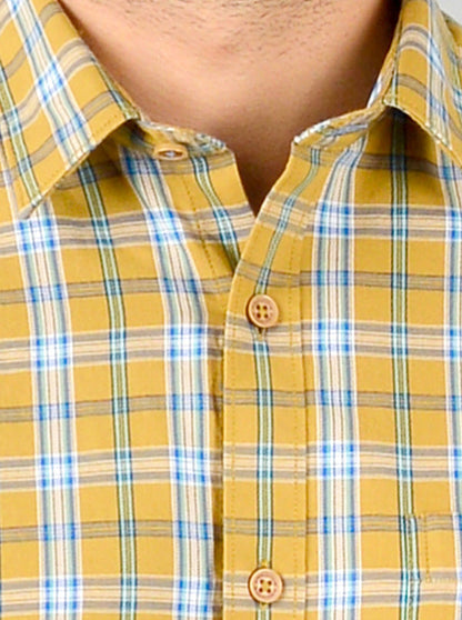 Mustard & Sky Checked Regular Fit Casual Shirt | Greenfibre