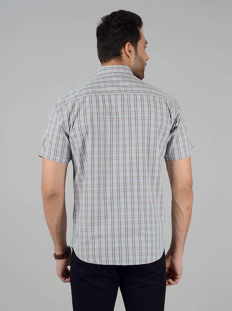 Bistro Green Checked Classic Fit Casual Shirt | Greenfibre