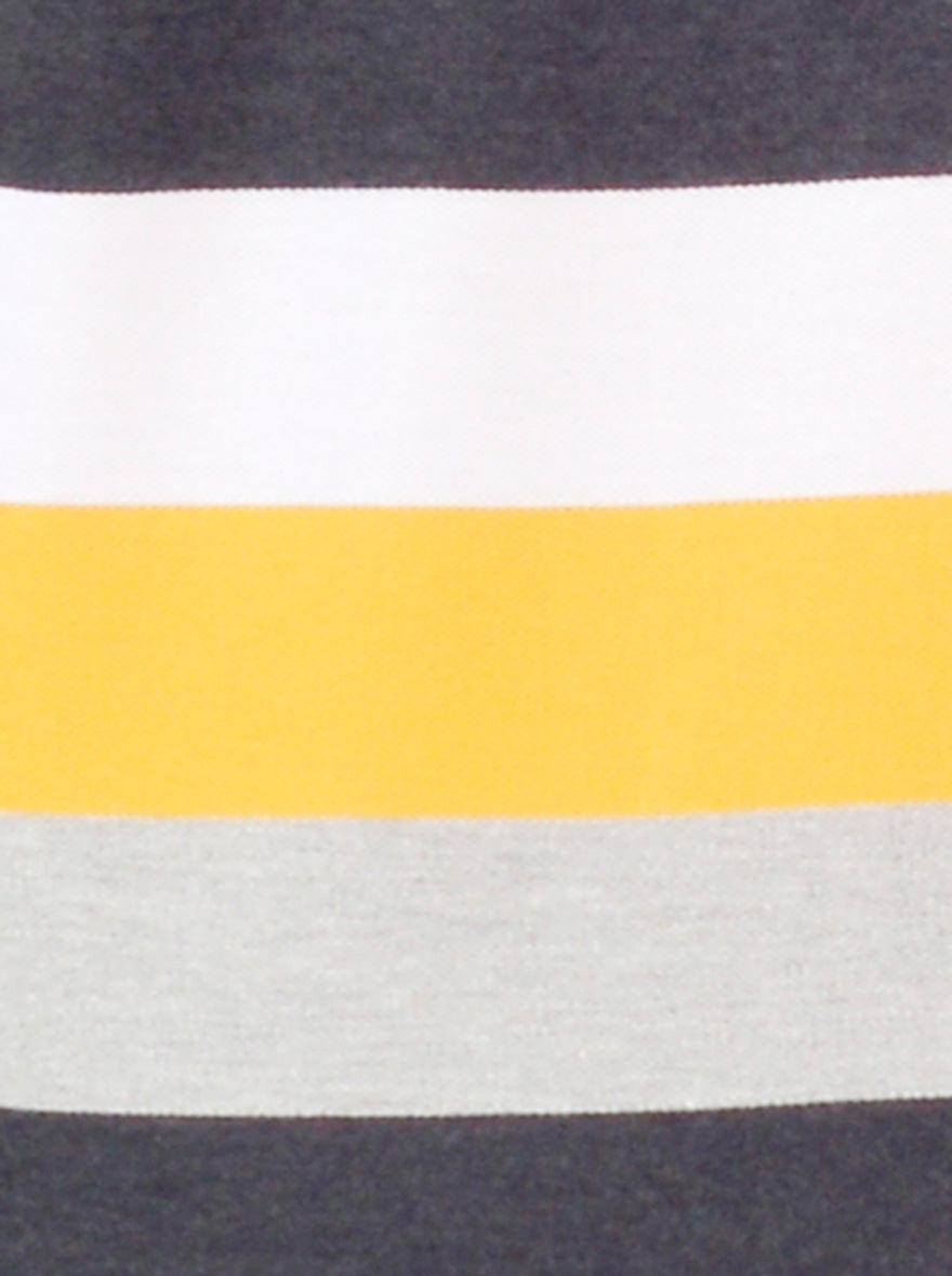 Spectra Yellow Striped Slim Fit Polo T-shirt | Greenfibre