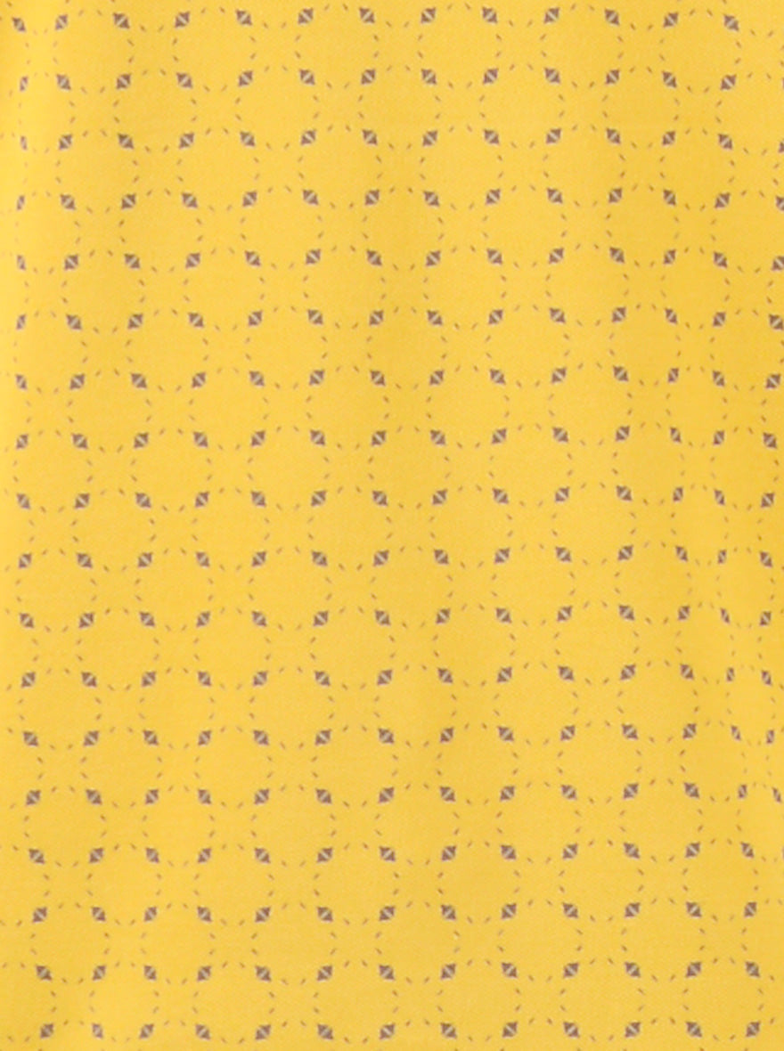 Golden Yellow Printed Slim Fit Polo T-shirt | Greenfibre