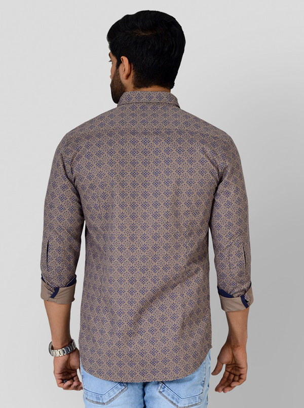 Opal Grey Printed Slim Fit Casual Shirt | JB Sport