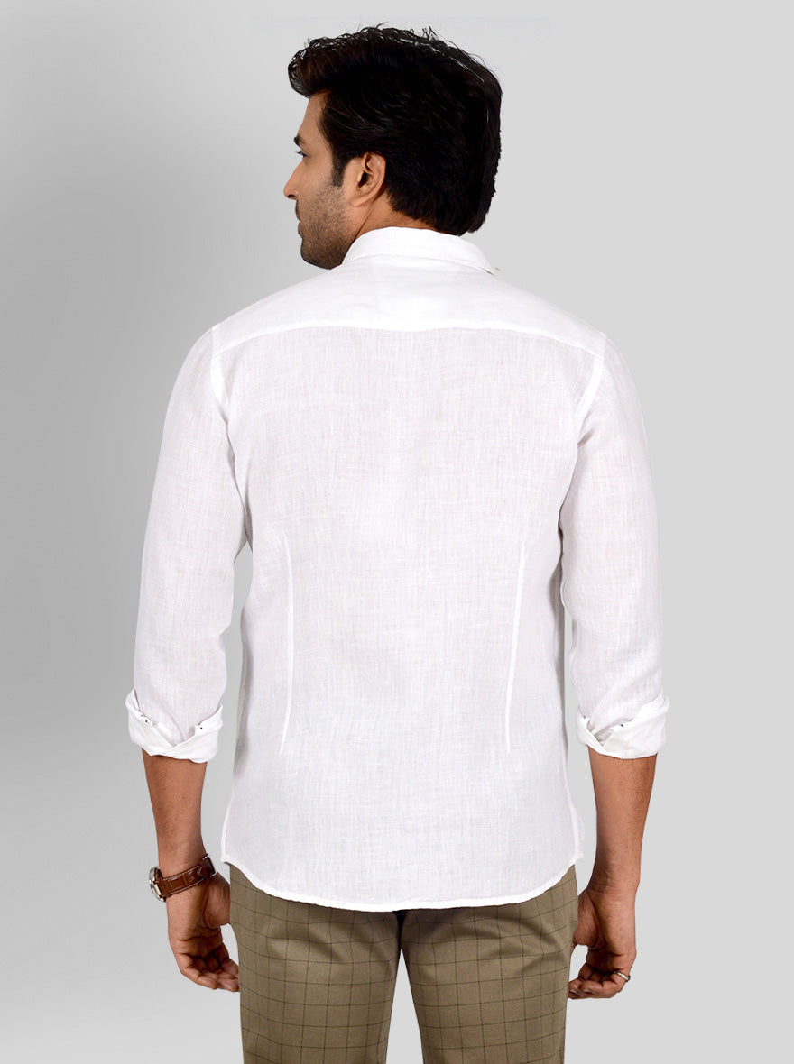 Vanilla White Self Textured Tailored Fit Casual Shirt | JB Sport