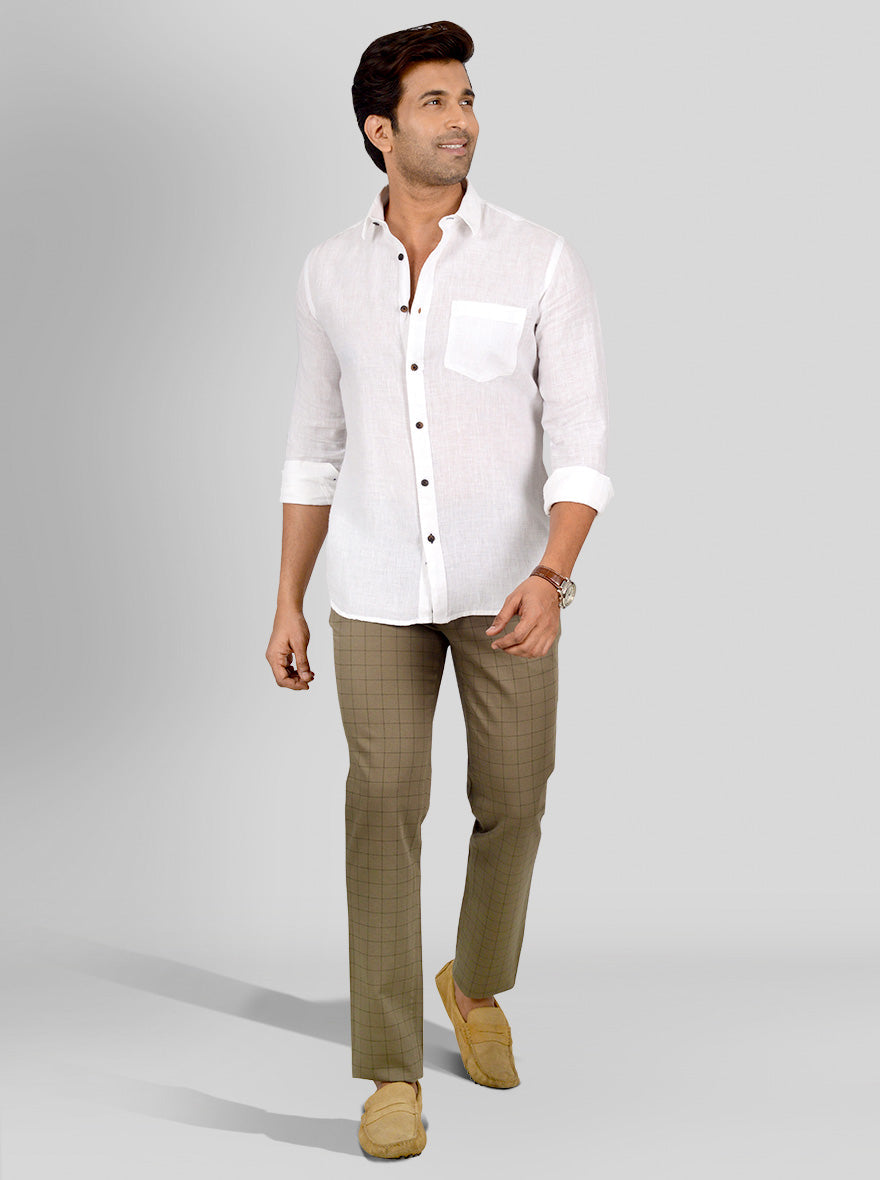 Vanilla White Self Textured Tailored Fit Casual Shirt | JB Sport