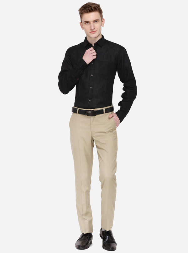 Black Solid Tailored Fit Casual Shirt | JB Sport