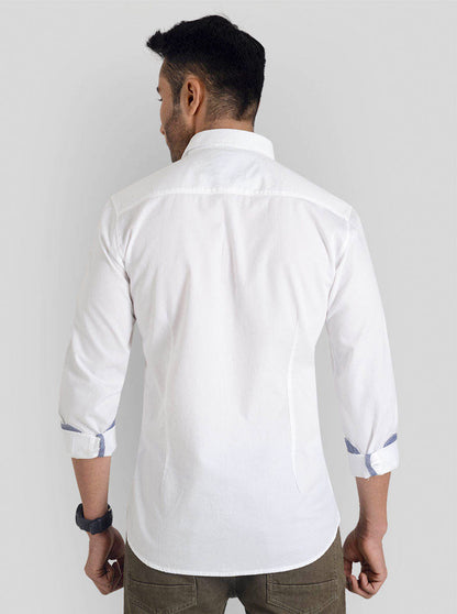 Vanilla White Solid Slim Fit Casual Shirt | JB Sport