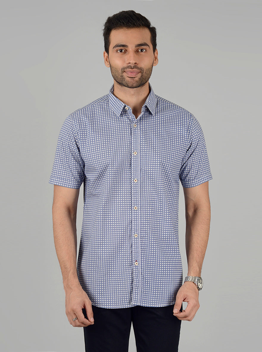 Night Blue Checked Slim Fit Casual Shirt | JB Sport
