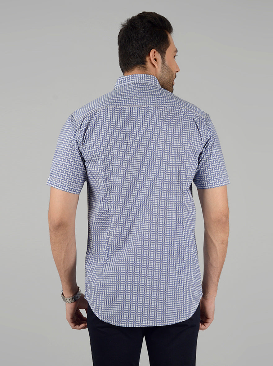 Night Blue Checked Slim Fit Casual Shirt | JB Sport