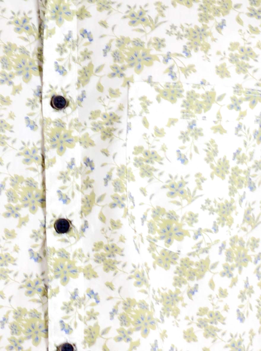 Lake Green & White Printed Slim Fit Casual Shirt | JB Sport