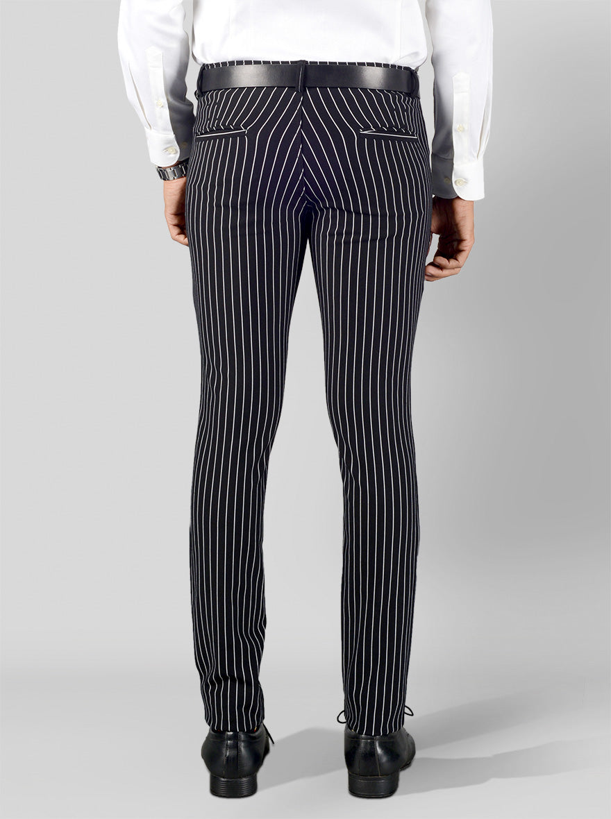 Black Striped Slim Fit Club Wear Trouser | JB Studio