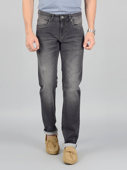 Grey Washed Slim Fit Jeans | JB Sport