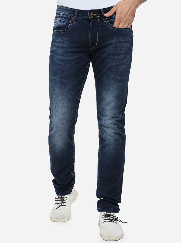 Dark Blue Washed Straight Fit Jeans | JadeBlue