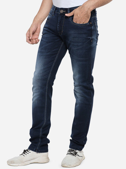 Dark Blue Washed Straight Fit Jeans | JadeBlue