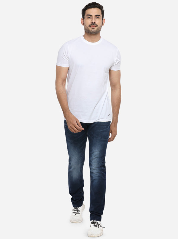 Dark Blue Washed Straight Fit Jeans | JadeBlue